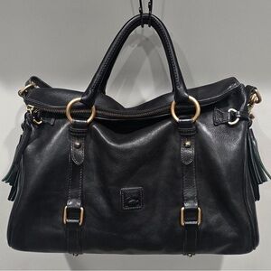 Dooney & Bourke Black Leather Satchel with Gold Hardware